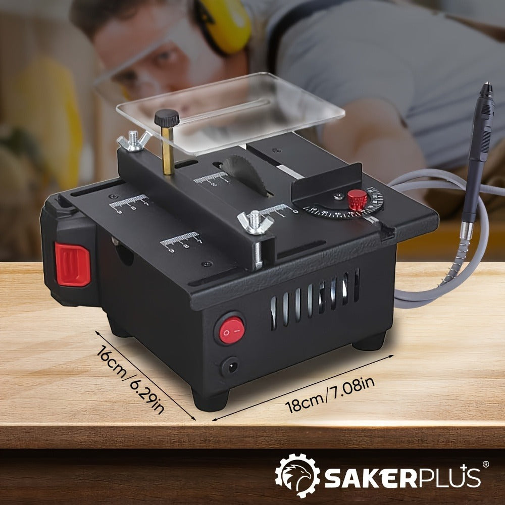 SakerPlus Mini Table Saw - 120/136pcs Multifunctional Portable All-in-One Machine, 7-Speed Adjustable
