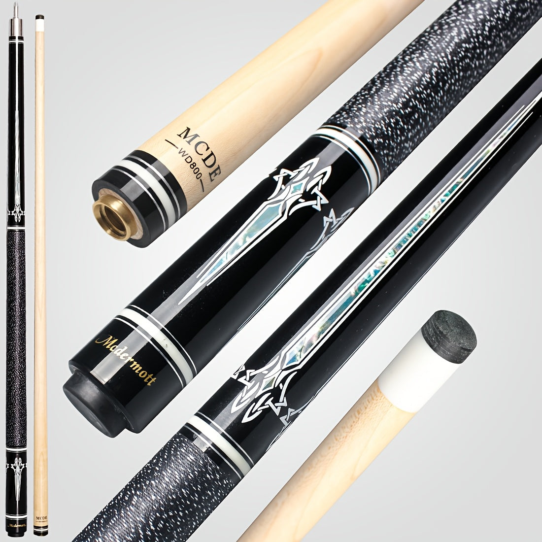 58-Inch Canadian Maple Pool Cue with 12.5mm Tip, Quick-Release Joint and Five Z-Series Graphics