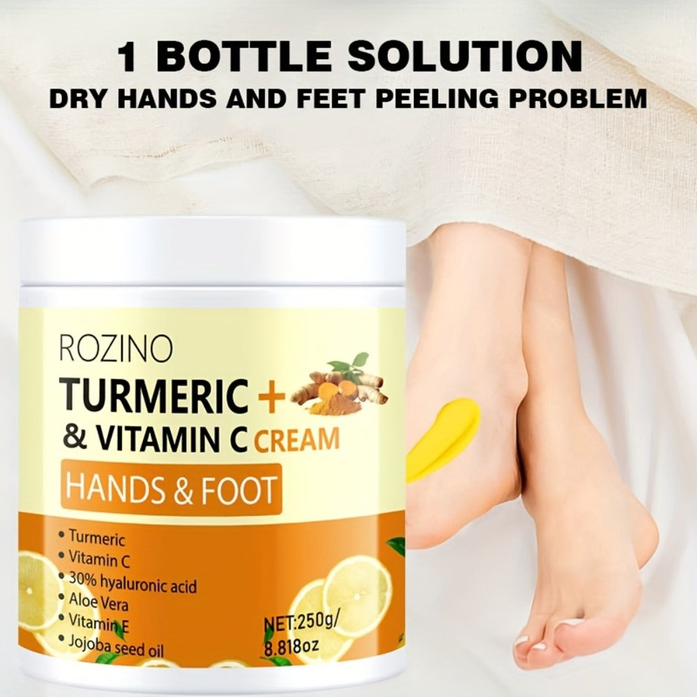 Turmeric Foot & Hand Cream 250g – Anti-Crack Deep Moisturizing Repair for Dry Cracked Heels, Elbows, Ankles & Knees