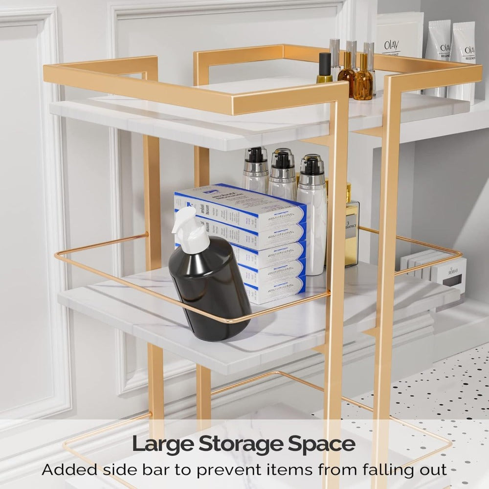 Three-Shelf Rolling Salon Trolley with Side Handles, Locking Casters and Four Color Configurations