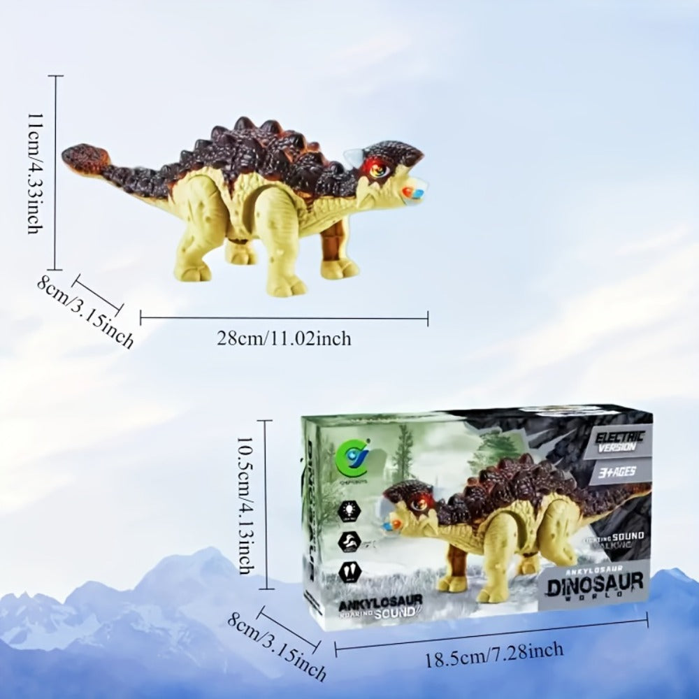 Battery-Powered Walking Ankylosaurus Dinosaur Toy with Roaring Sound and Random-Color Checkout