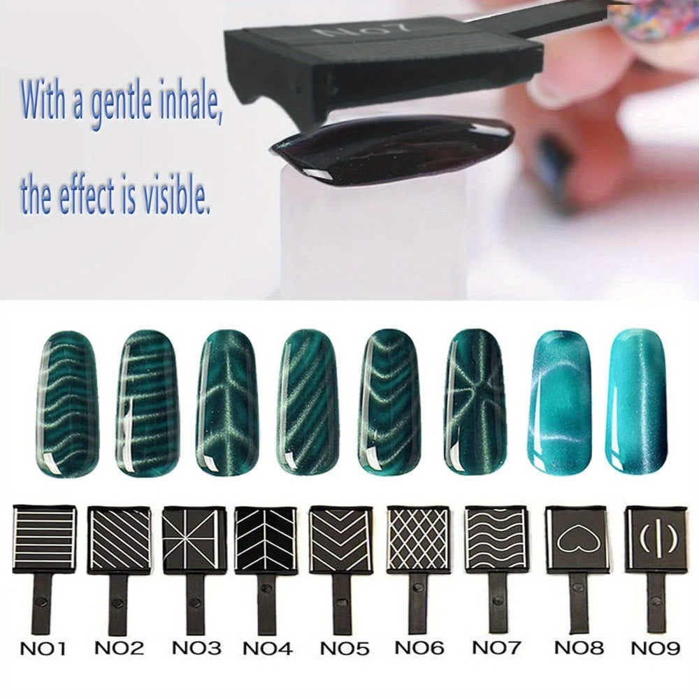 Cat Eye Gel Polish Kit 14Pcs Magnetic UV Nail Polish Set with Magnet Pen, 3D Shimmer Cat Eye Nail Art