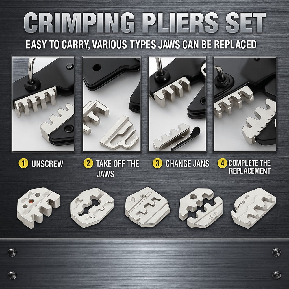 Wire Crimper Kit 718pcs SN-68B Ratchet Crimping Tool AWG28-16 with Replaceable Jaw & Assorted Terminals