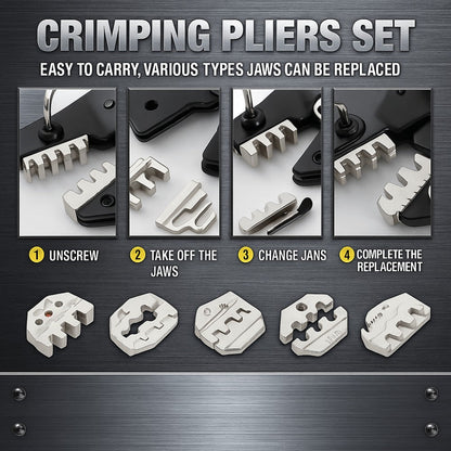 Wire Crimper Kit 718pcs SN-68B Ratchet Crimping Tool AWG28-16 with Replaceable Jaw & Assorted Terminals