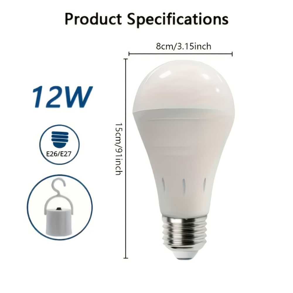 Rechargeable Emergency LED Bulb 2000mAh 60W Equivalent 6000K with Hook for Entryways, Bedrooms and Living Spaces