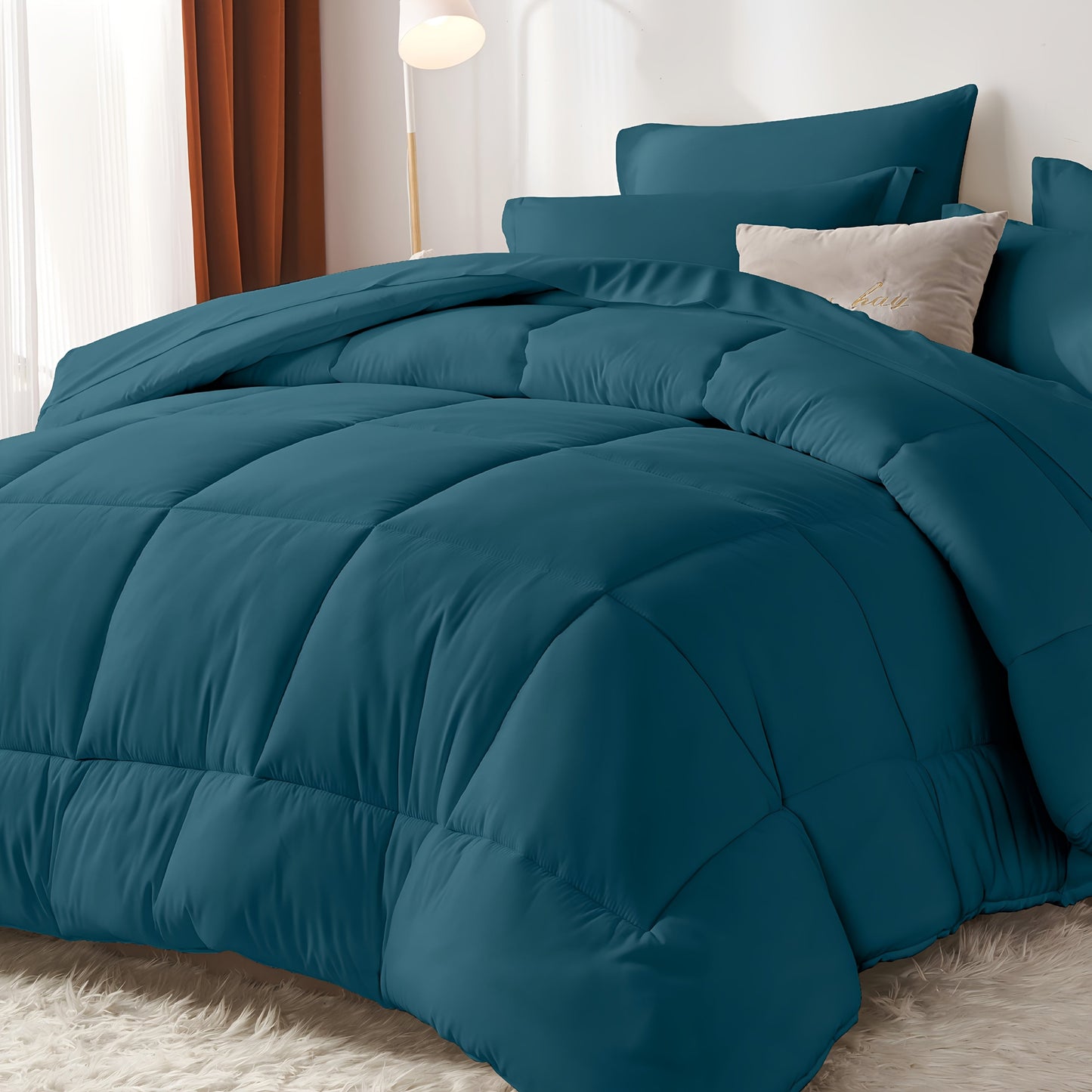 Checkered Microfiber Bed-in-a-Bag Comforter Set with Coordinated Sheets, 16 Color or Code Options and Four Sizes