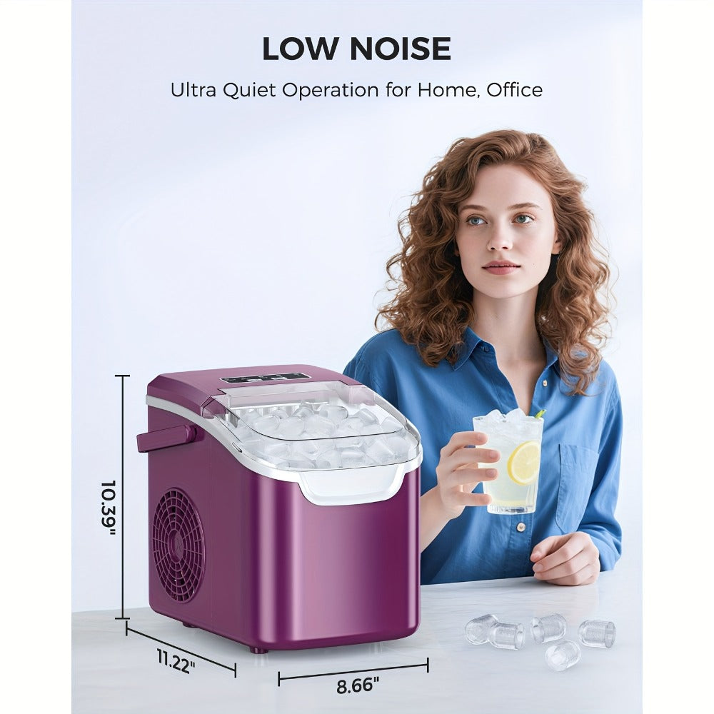Portable Ice Maker Machine /Day - Countertop Ice Maker Makes 8 Ice Cubes in 6 Minutes, 2 Ice Sizes