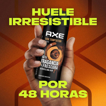 AXE Dark Temptation Body Spray, 150ml Aerosol Cans with Dark Chocolate Scent Label in Three- or Six-Pack Options