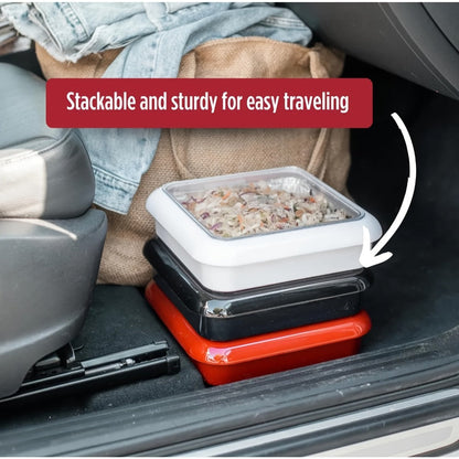 Aluminum Foil Tray with Lid - Insulated Stackable BBQ & Salad Serving Container for Outdoor Picnic