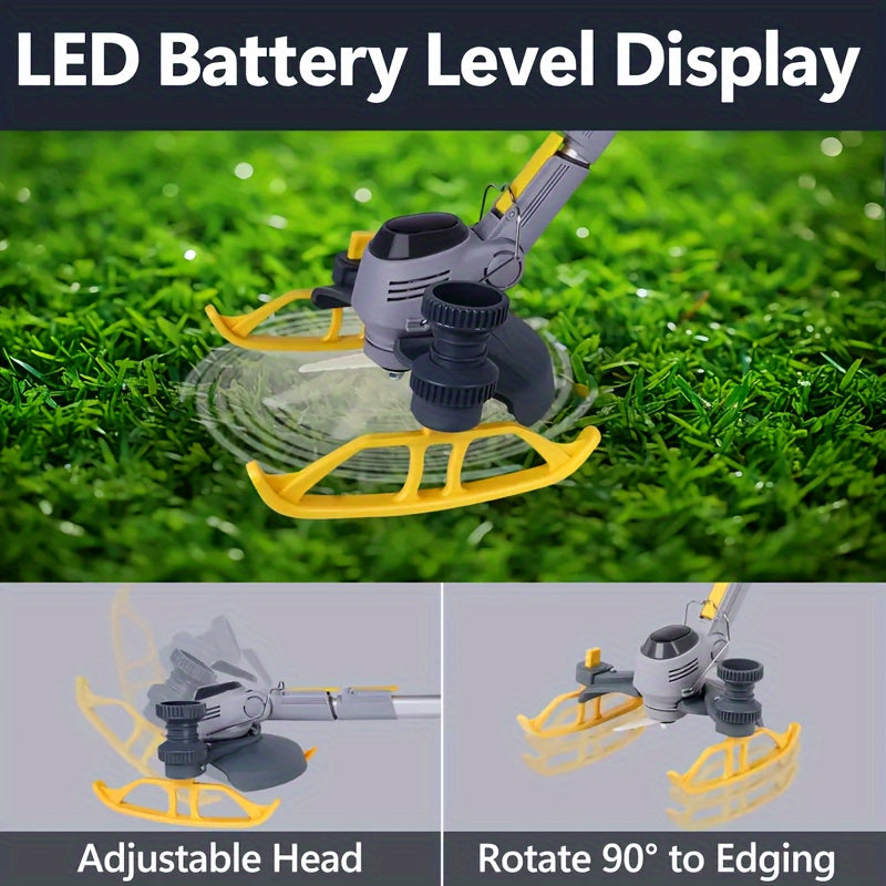 Electric Lawn Mower Cordless 110-240V Lithium-Ion Battery 4A Power with LCD Display Adjustable Cutting for Garden, Patio and Yard Use