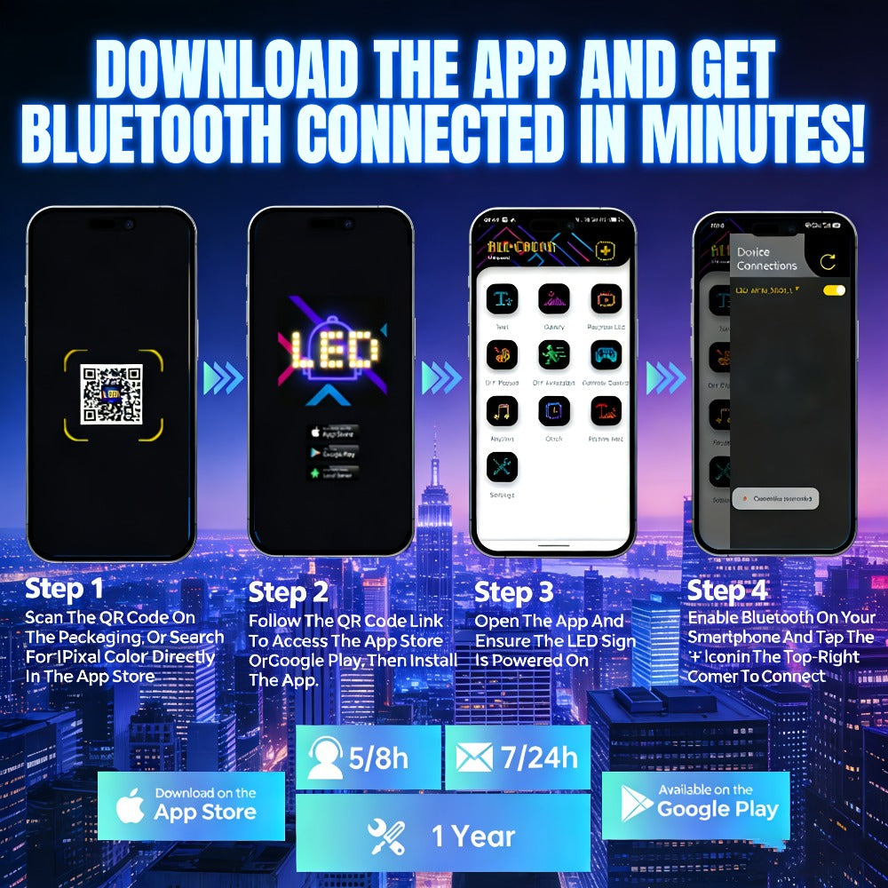 Flexible LED Dot Matrix Display with Remote Control - APP & USB Powered Programmable Scrolling Sign