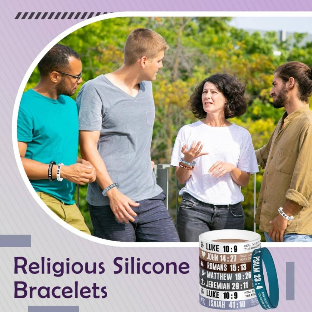 Bible Verse Silicone Wristbands 40pc Set Christian Inspirational Bracelets for Men Women Sobriety Easter Party Favors Charity Fundraising