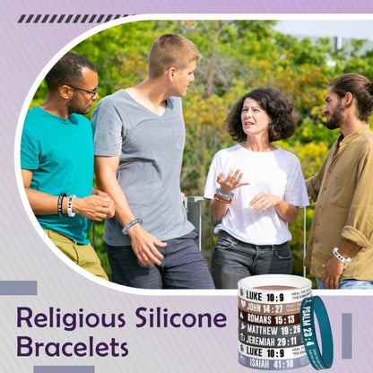 Bible Verse Silicone Wristbands 40pc Set Christian Inspirational Bracelets for Men Women Sobriety Easter Party Favors Charity Fundraising