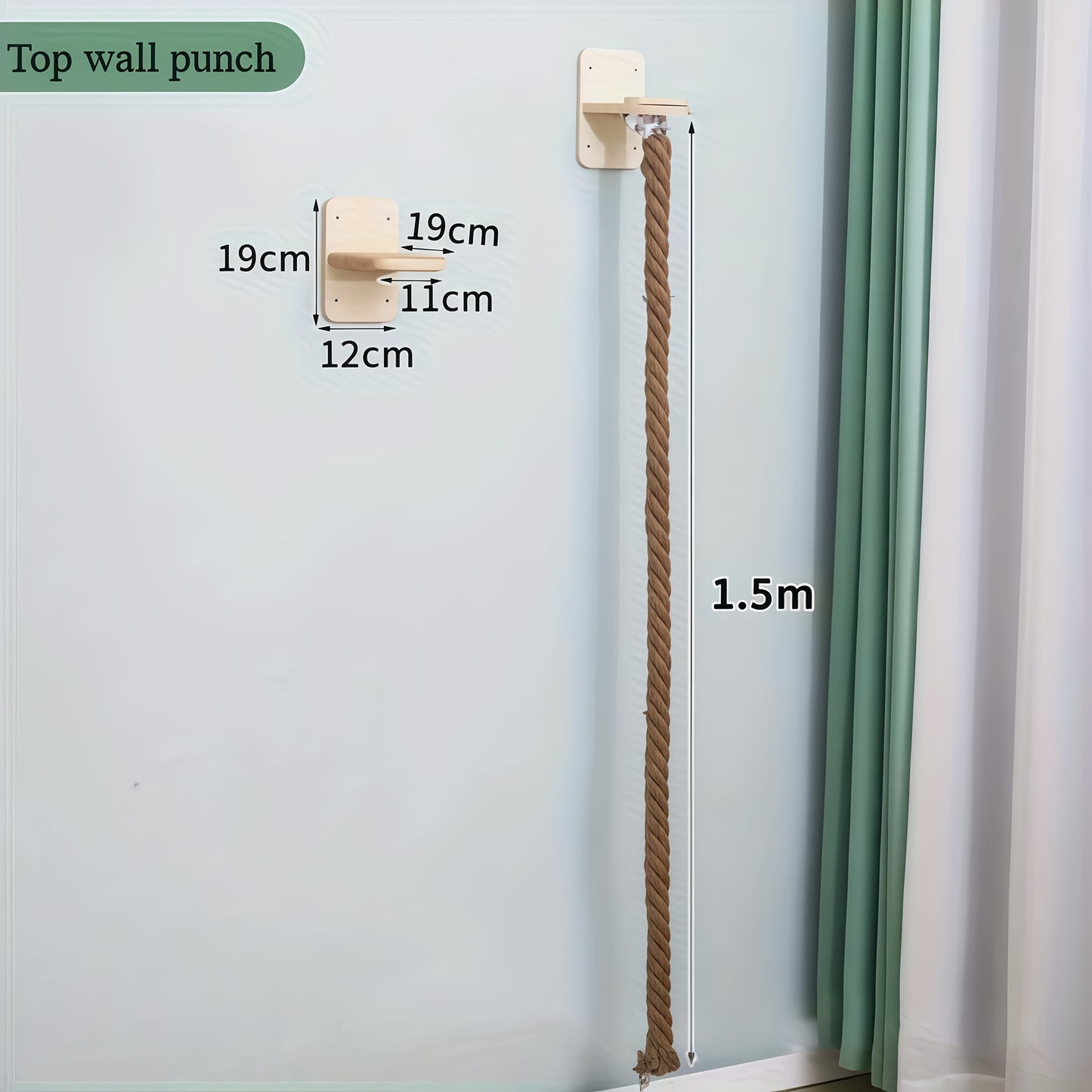 Wall-Mounted Cat Scratching Post with Climbing Rope Jute Rope Jump Platform Resting Perch Large Ladder Cat Tree Activity Center Space-Saving