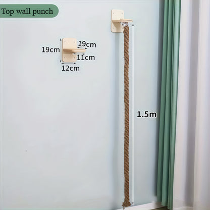 Wall-Mounted Cat Scratching Post with Climbing Rope Jute Rope Jump Platform Resting Perch Large Ladder Cat Tree Activity Center Space-Saving