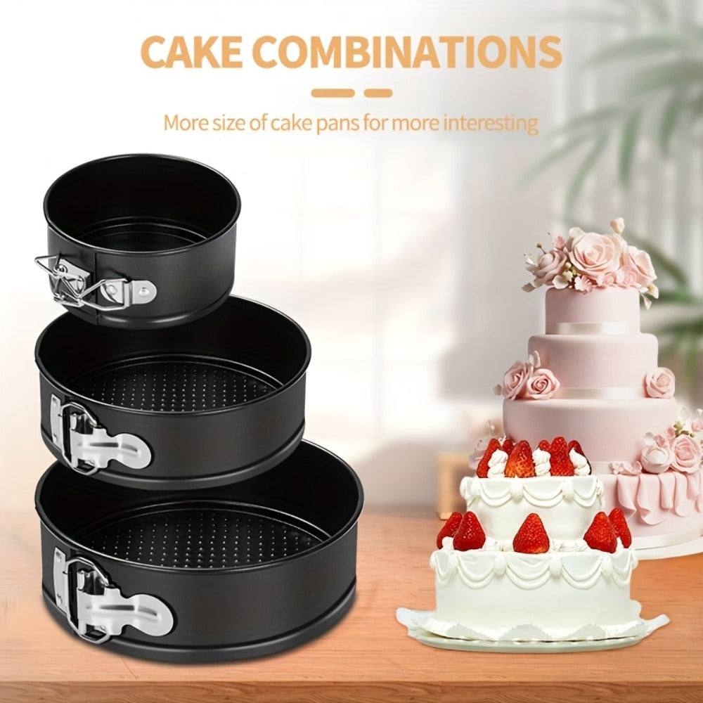 Springform Cake Pan Set, Nonstick Carbon Steel Cheesecake Pan with Removable Bottom & Locking Latch