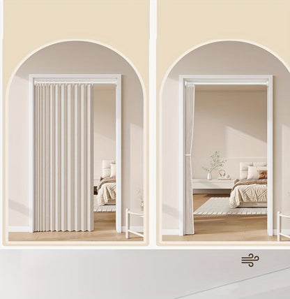 Magnetic Room Divider Curtain Doorway – Rodless Bohemian Striped Door Curtain, 210GSM Thickened Polyester