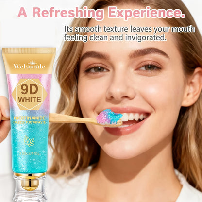 Niacinamide Toothpaste 9D Whitening Toothpaste for Stain Removal Fresh Breath Deep Cleansing Enamel Protection Minty Flavor Gentle on Gums