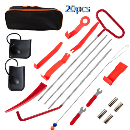 Air Wedge Pump Car Door Unlock Kit – Emergency Lockout Tool Set with Long Reach Grabber & Window Opening Gripper