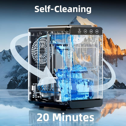 Countertop Ice Maker – 26 Lbs in 24 Hours, Selectable Ice Size, Internal Lighting, Self-Cleaning Portable Ice Machine with Basket & Scoop