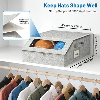 Stackable Baseball Cap Storage Box Organizer, Dustproof Cardboard Hat Box Holds 24 Caps, 1/2 Pack
