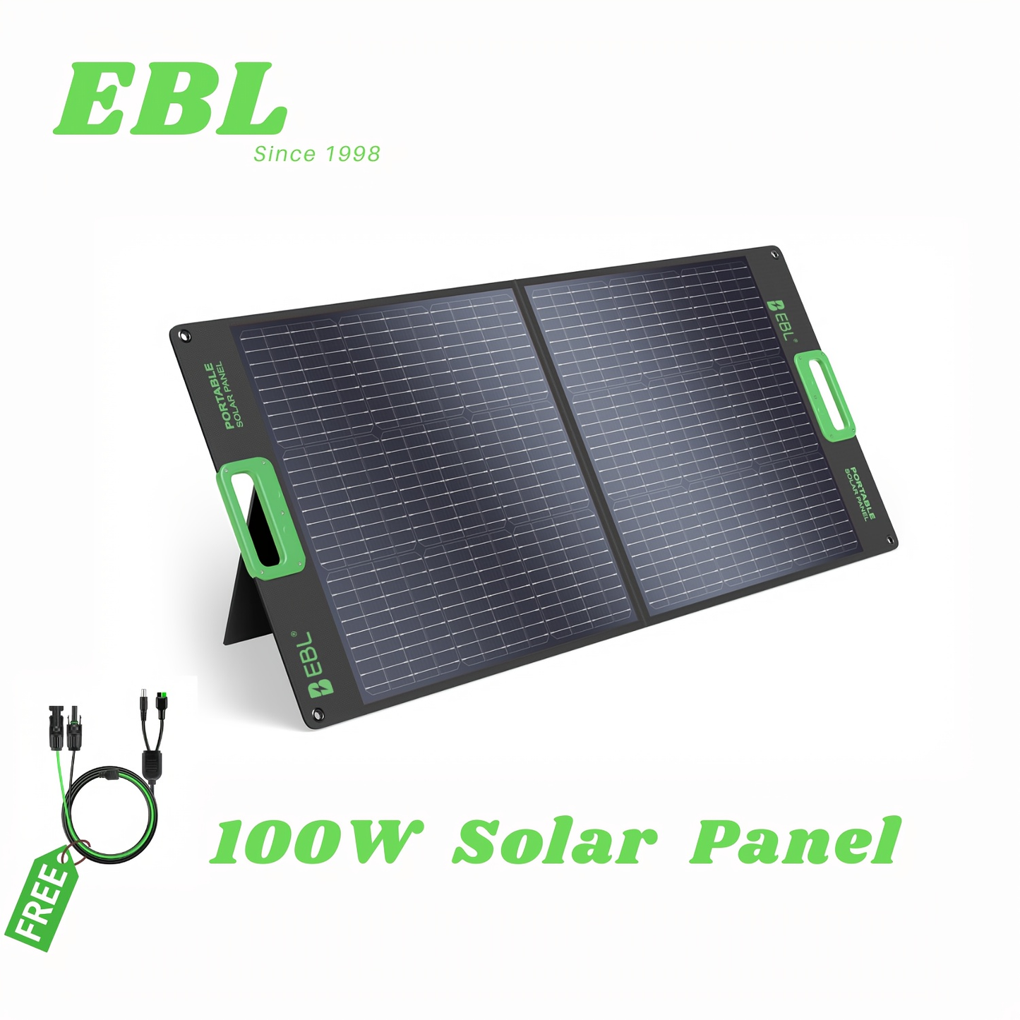 [Portable Solar Panel] 100W Solar Panel for Power Station, Portable Solar Panel with 100W, Foldable Design for Backup Power
