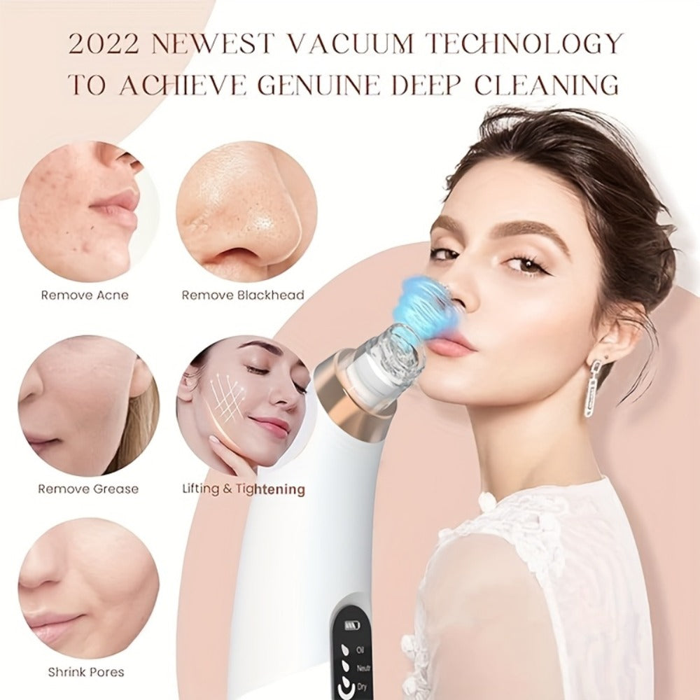 Blackhead Remover Vacuum Pore Cleanser Kit USB Rechargeable 3-Intensity Suction with Multiple for Bath Time, Home Spa and Personal Care