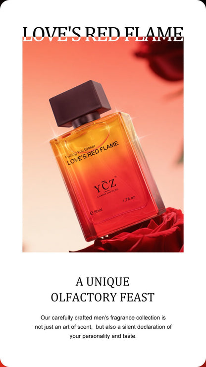 Cologne Eau de Parfum for Men YCZ LOVE'S RED 1.7 fl oz Spray with Red Glass Bottle and Box
