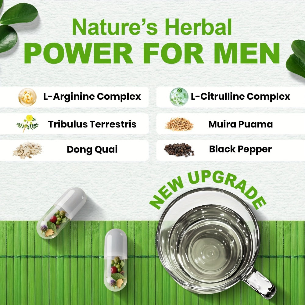 L-Arginine & L-Citrulline Nitric Oxide Supplement for Men - Boosts Blood Flow, Pump, Energy