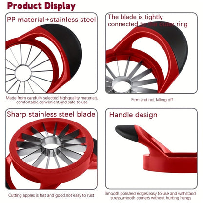 Apple Cutter Slicer 12-Blade Large Ultra-Sharp Stainless Steel, One-Press Core Remover Divides into 12 Pieces