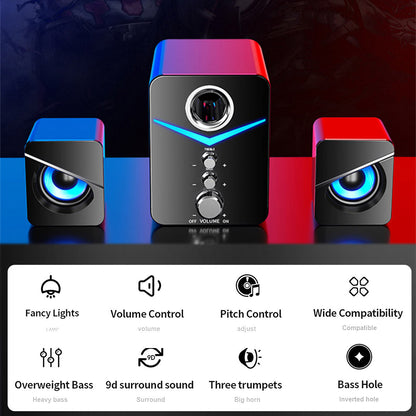 3-Piece Desktop Speaker System with Subwoofer | USB Powered PC Speakers, 3.5mm Audio Jack, Independent Bass & Treble Control