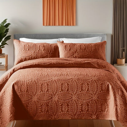Quilt Set 3 Piece Soft Lightweight Bedding – Thin Bed Quilt with 2 Pillowcases for Bedroom Guest Room, Full Queen King