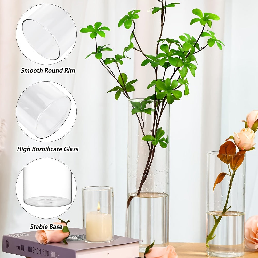 Clear Glass Cylinder Candle Holder Vases 12/24/36/48 Pcs, 4 6 8 10 Inch Tall Hurricane Floating Candle Vase