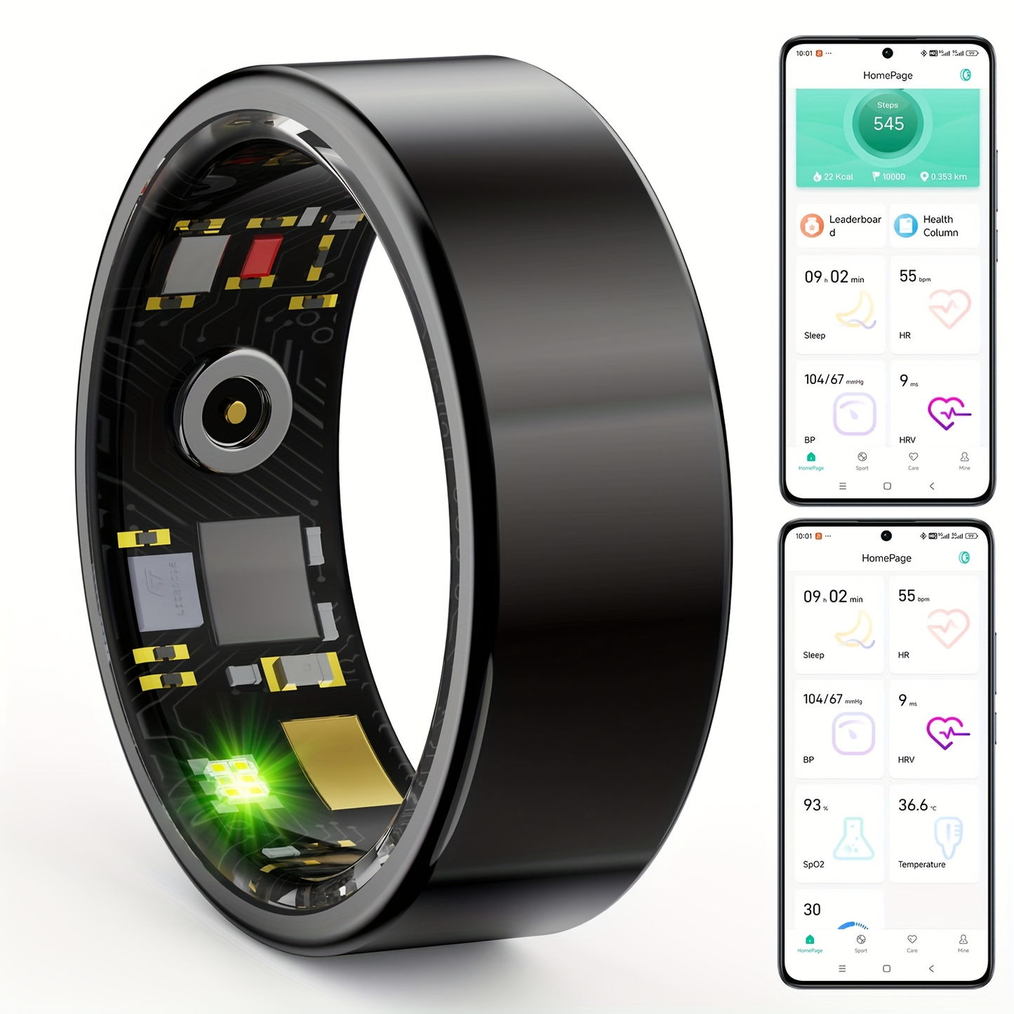 Smart Ring Activity Accessory in Black, Rose Gold or Silver with Seven Diameter-Based Size Options