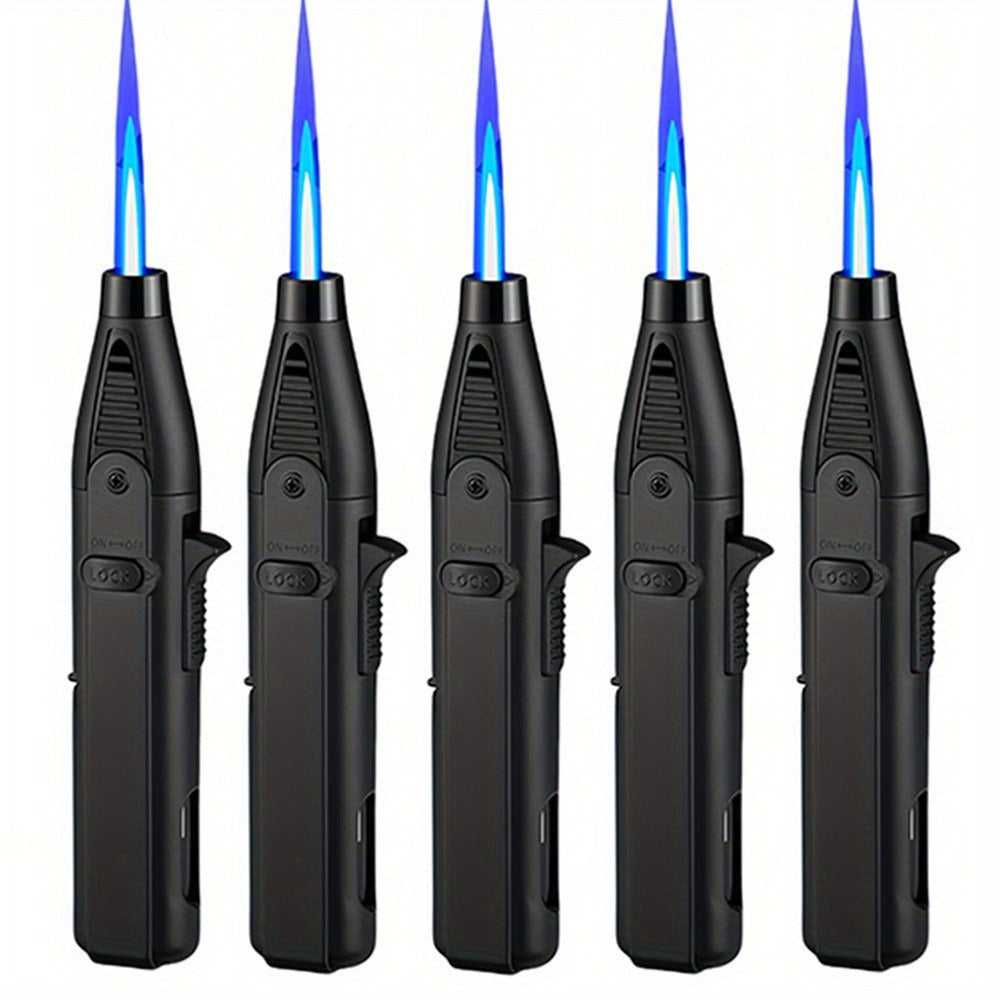 Windproof Torch Lighter 5 Pack Outdoor Butane Gas Lighter Set 1300 1800 Degree Blue Flame for Grilling, Camping and Outdoor Meals
