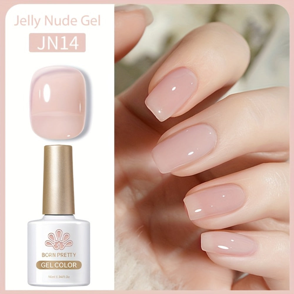 Gel Nail Polish in 10ml Translucent Jelly with 6 Milky, Snow-Glitter and Nude Shade Options