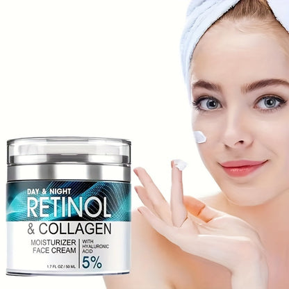 Retinol Cream Collagen Hyaluronic Acid Vitamin C+E Advanced Face Body Hand Cream All Skin Types Day Night Use 1.69 oz Women