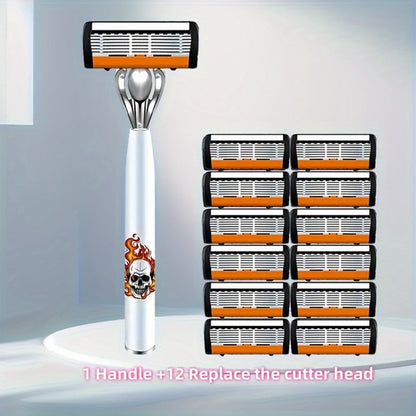 Men's Safety Razor with Replacement Blades - Anti-Slip Stainless Steel Handle Shaver for Beard & Sideburns