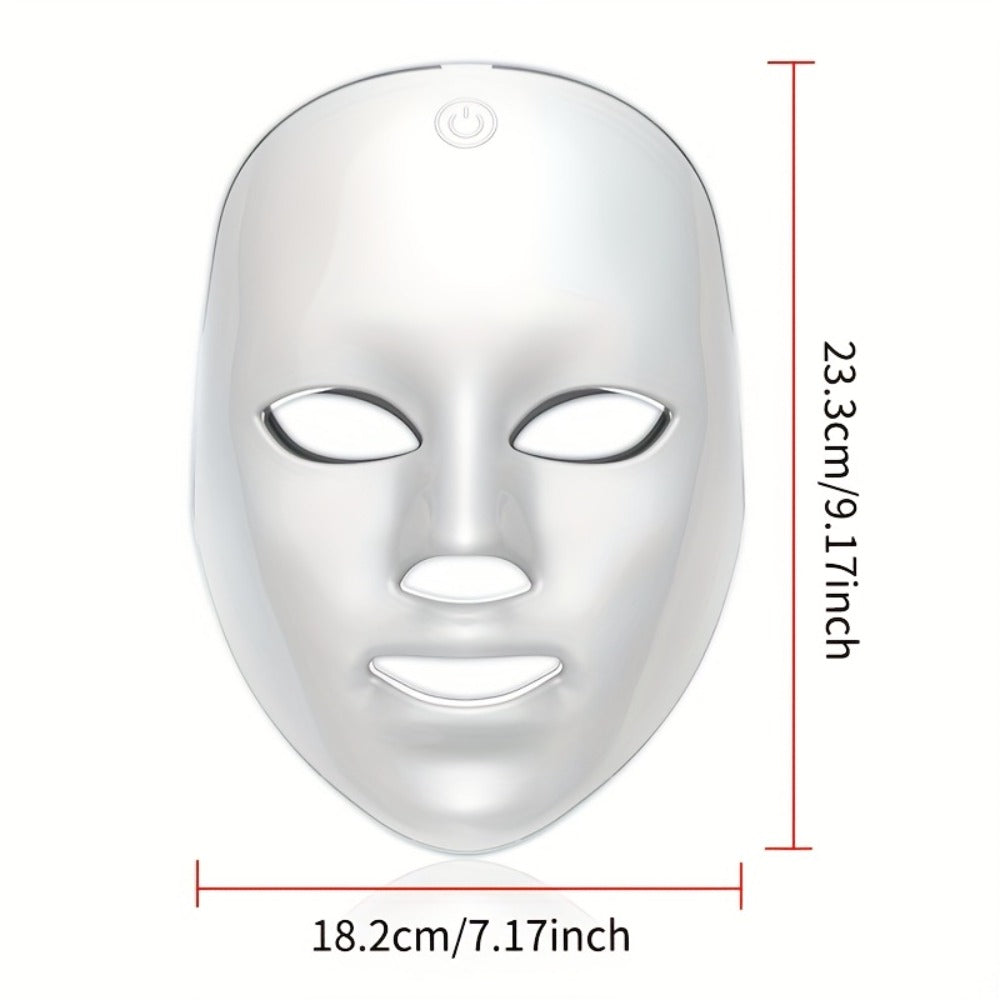 Portable LED Facial Mask 7-Color Light Therapy USB Rechargeable Plastic - Home Beauty Care for Bath Time, Home Spa and Personal Care