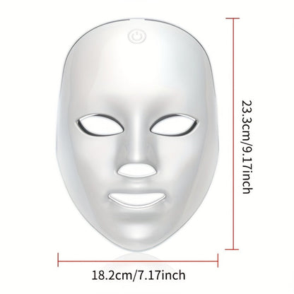 Portable LED Facial Mask 7-Color Light Therapy USB Rechargeable Plastic - Home Beauty Care for Bath Time, Home Spa and Personal Care