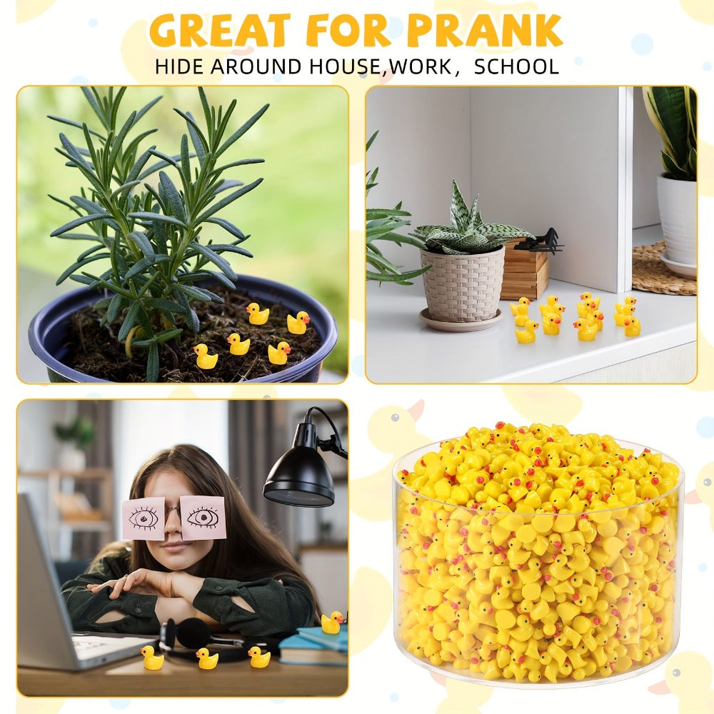 Mini Rubber Ducks Bulk 1200pcs, Tiny Yellow Resin Duck Figures for Hide & Seek Prank, Cruise Ship Duck