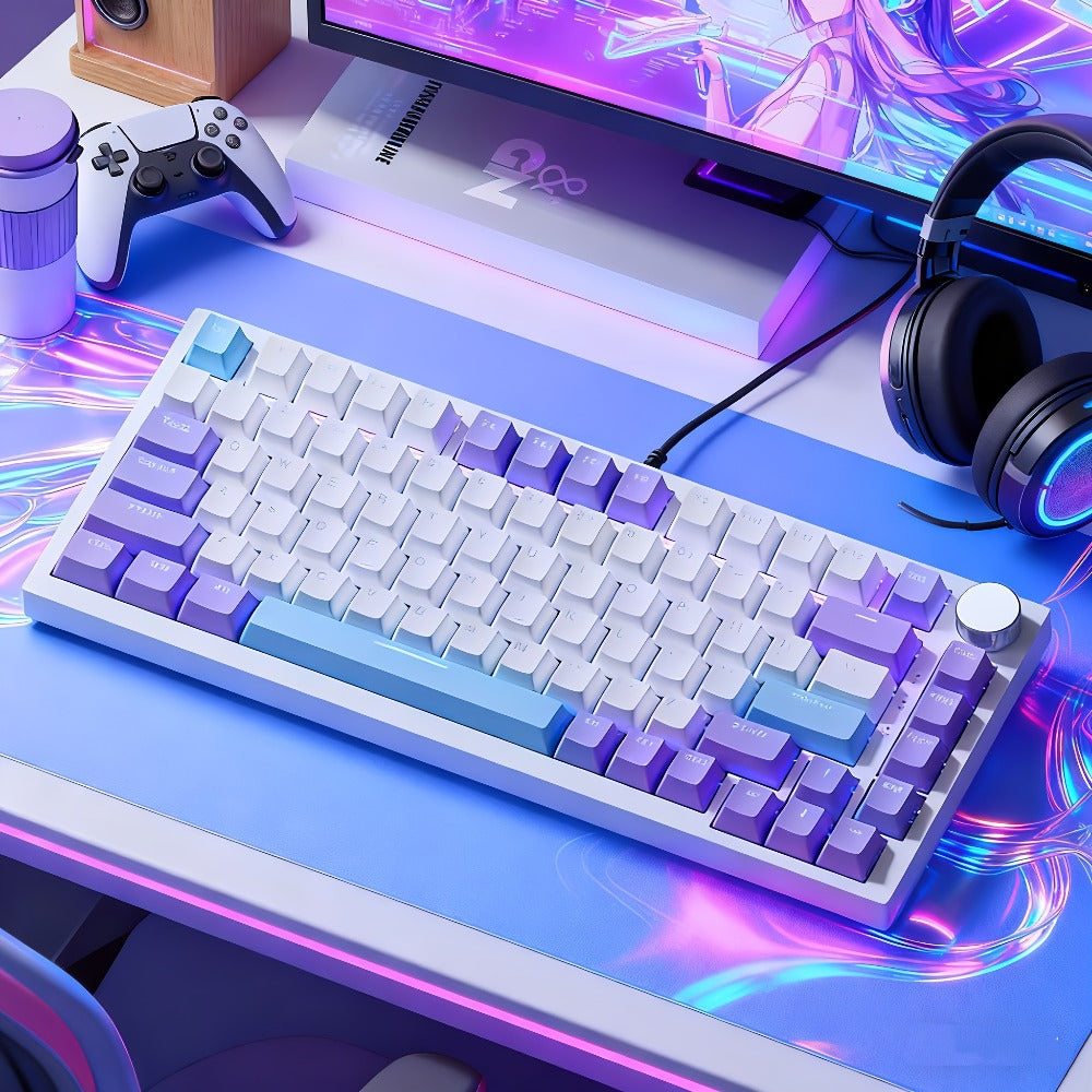 Hot Swap Gasket Mechanical Keyboard AJAZZ AK820 75%, Wireless 2.4GHz & Wired, Volume Knob, South-Facing RGB