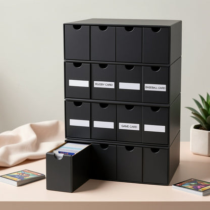 8000 Card Storage Box 4-Row Cardboard Organizer with Dividers & Label Stickers – Large Trading Card Box for TCG MTG Pokemon Sports Cards |