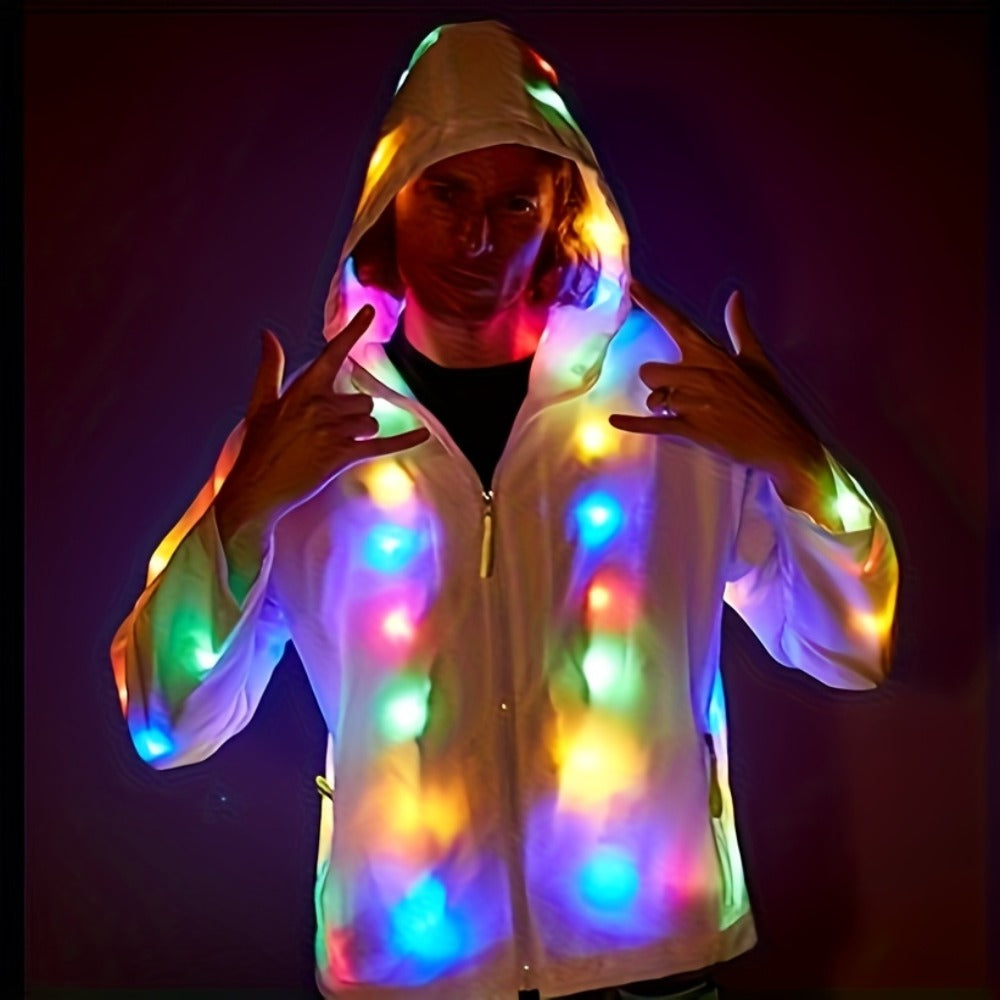 LED Light Up Party Jacket for Adults, Glowing Rave Costume Unisex Luminous Coat for Halloween, Christmas