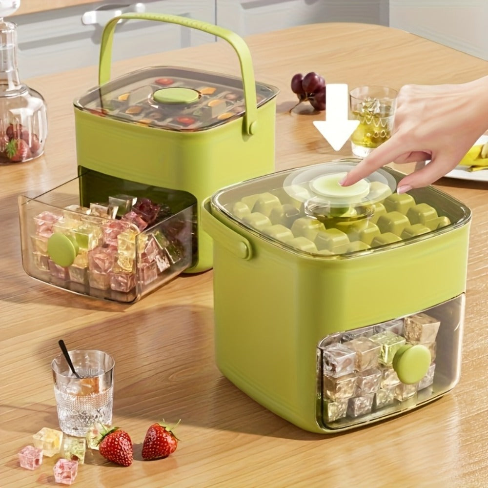 Ice Cube Tray 48 Grid Double Layer Large - Easy Press Stackable Ice Mold Food Grade Plastic for Freezer Refrigerator