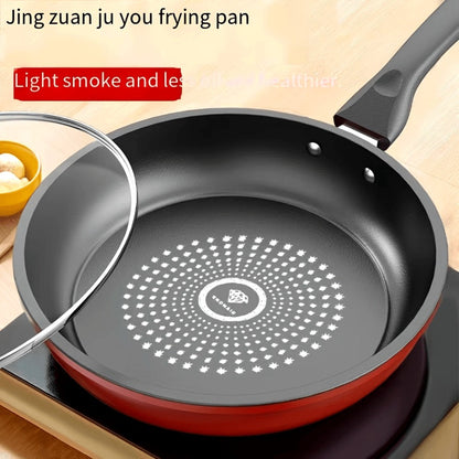 Nonstick Frying Pan with Lid 9.45 10.24 11.02 Inch Cast Iron Style Flat Bottom Skillet for Home Cooking, Dining and Outdoor Meals