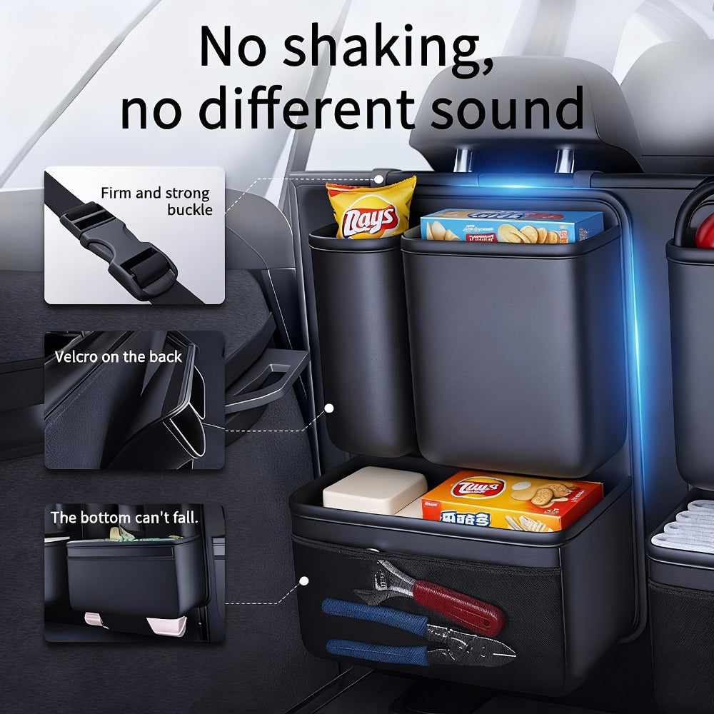Car Trunk Organizer, Foldable PU Leather Multi-Pocket Bag with Bottle Slots, Adjustable Straps and 1- or 3-Piece Options