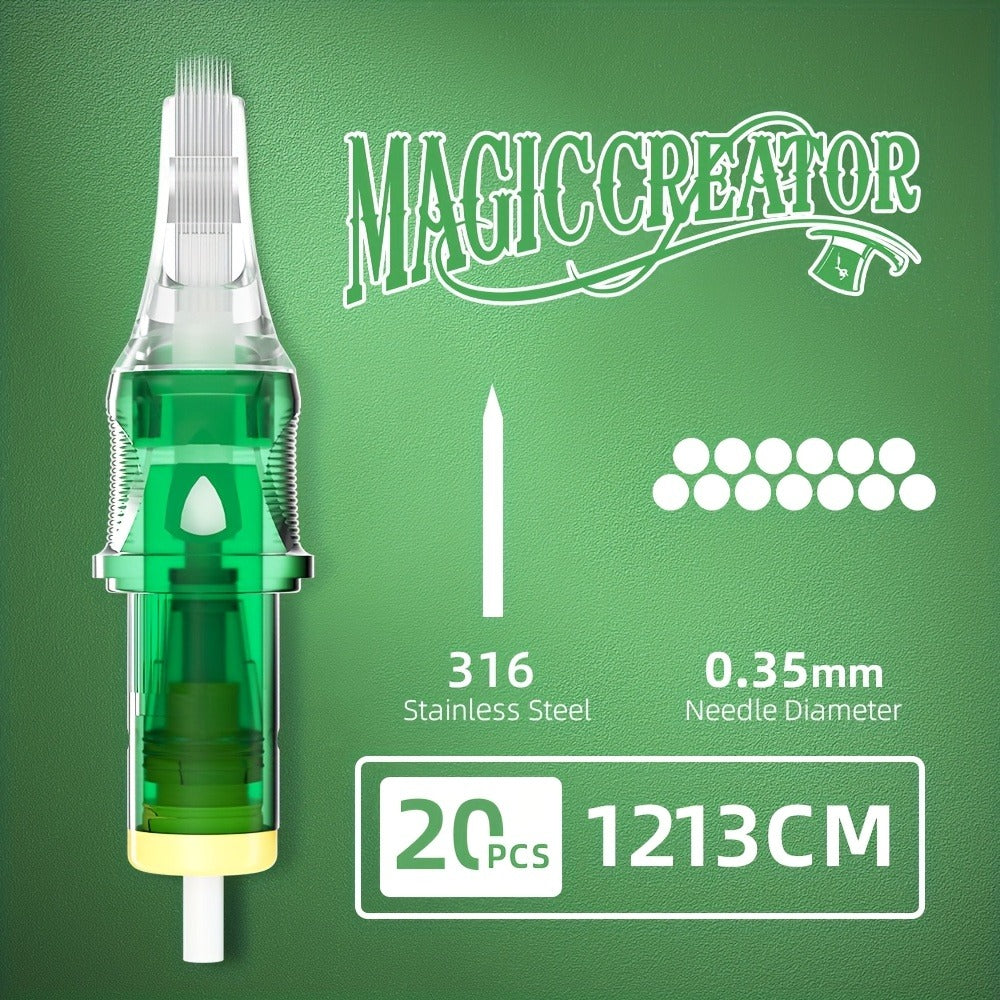 Tattoo Cartridge Needles with MAGICCREATOR Label, 20-Piece Box with 25 RL RS CM M1 Options