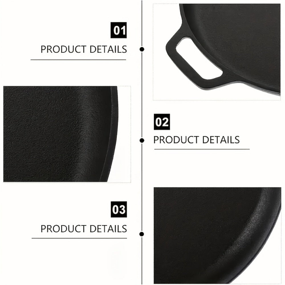 Cast Iron Frying Pan Non-Stick 11 Inch 28cm, Anti-Deformation Even Heating, Oven & Induction Safe Skillet for Pizza Barbecue & Camping