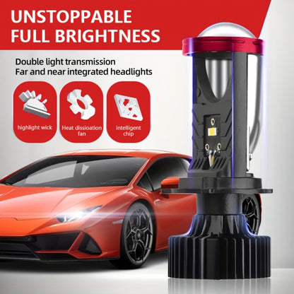 H4 LED Headlight Bulbs 2pcs 60000 Lumens 420W 3570 CSP Chip Projection Lens 6000K White High Low Beam 12-24V Ultra Bright Upgrade for Motor